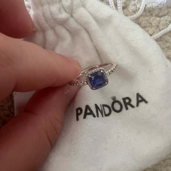 Blue Square Pandora Ring - Picture 2 of 5